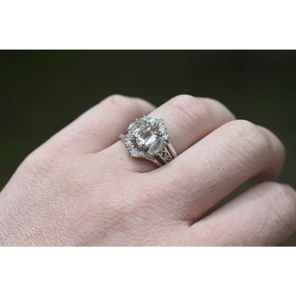 Engagement ring set, raw diamond ring, raw stone ring, alternative engag… - Picture 3 of 6